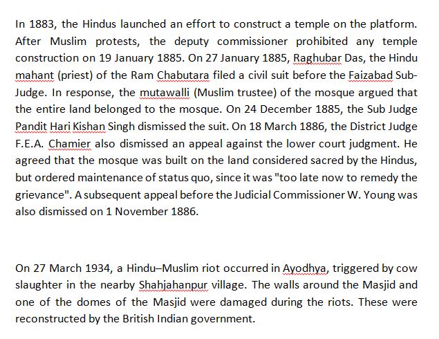 wikipedia quote, existance of Ayodhya Dispute, Ayodhya Dispute, Bombay Rots, Bombay Riots of 1992, 1992, muslims, islam 