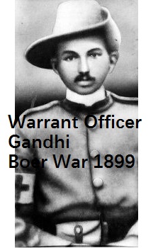 Mahatma Gandhi, Boer War, 1899, Warrant Officer, historical photograph, campaign hat, black and white, uniform, young Gandhi, South Africa, 