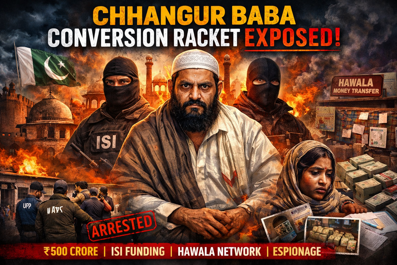 Chhangur Baba, conversion racket, religious conversion, ISI funding, hawala network, foreign funding, national security, organized crime, forced conversion, Uttar Pradesh ATS, terrorism investigation, espionage India