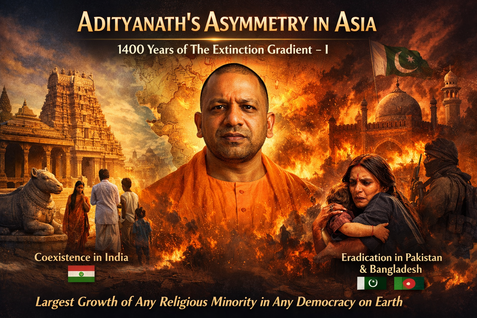Yogi Adityanath, Safety Asymmetry Thesis, Extinction Gradient, Partition Experiment, Hindu-Muslim Demographics, Civilizational Conflict, South Asia Politics, Religious Demography, Afghanistan Hindus, Pakistan Minorities, Bangladesh Hindus, Demographic Shift, Political Islam, Sanatan Dharma, Minority Safety, Bharat Narrative, Geopolitical Analysis, Asia Religious History