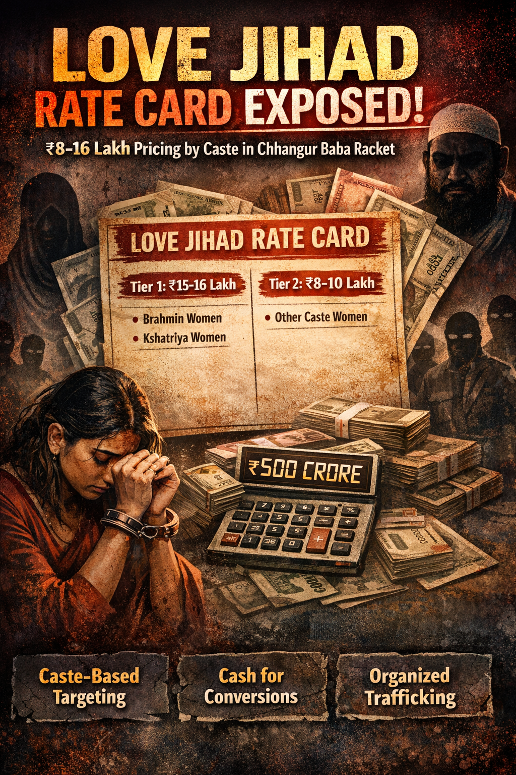 Love Jihad investigation, caste based pricing, forced religious conversion, organized conversion racket, human trafficking India, religious coercion, Hindu women targeting, conversion economics, investigative journalism India, ATS investigation, institutional corruption, demographic warfare, illegal conversions, financial trail, civilizational conflict, Love Jihad Rate Card