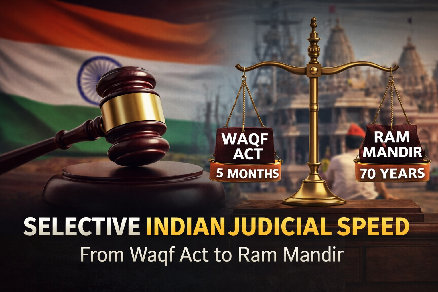 Indian judiciary, judicial speed, Waqf Act, Ram Mandir case, Supreme Court India, legal timeline comparison, constitutional debate, justice scale, Indian legal system, court analysis