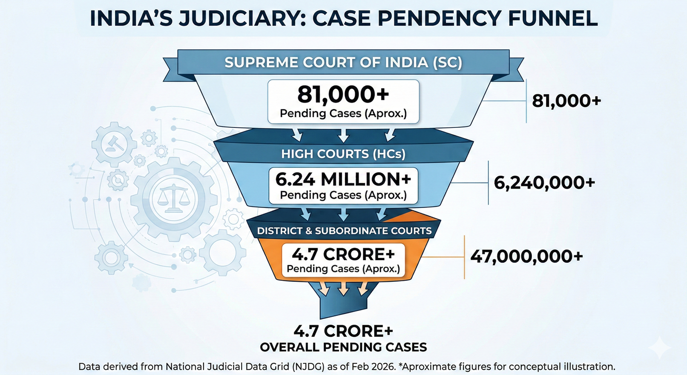 NCERT, Supreme Court of India, Judiciary, Contempt of Court, Textbook Ban, Academic Freedom, Case Pendency, Data Censorship, India Legal Crisis, Judicial Accountability, Svadhyaya, Nemo Judex in Causa Sua, Educational Policy, Government Data, Constitutional Law, Legal Nexus, Rule of Law, Freedom of Speech, 4.7 Crore Pending Cases, CJI Surya Kant, Kapil Sibal, AM Singhvi.