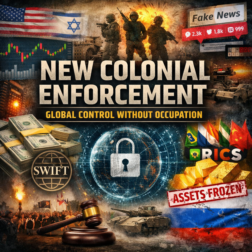 geopolitics, global power, economic sanctions, information warfare, financial control, digital networks, world map, modern warfare, currency system, strategic influence, global conflict, west asia