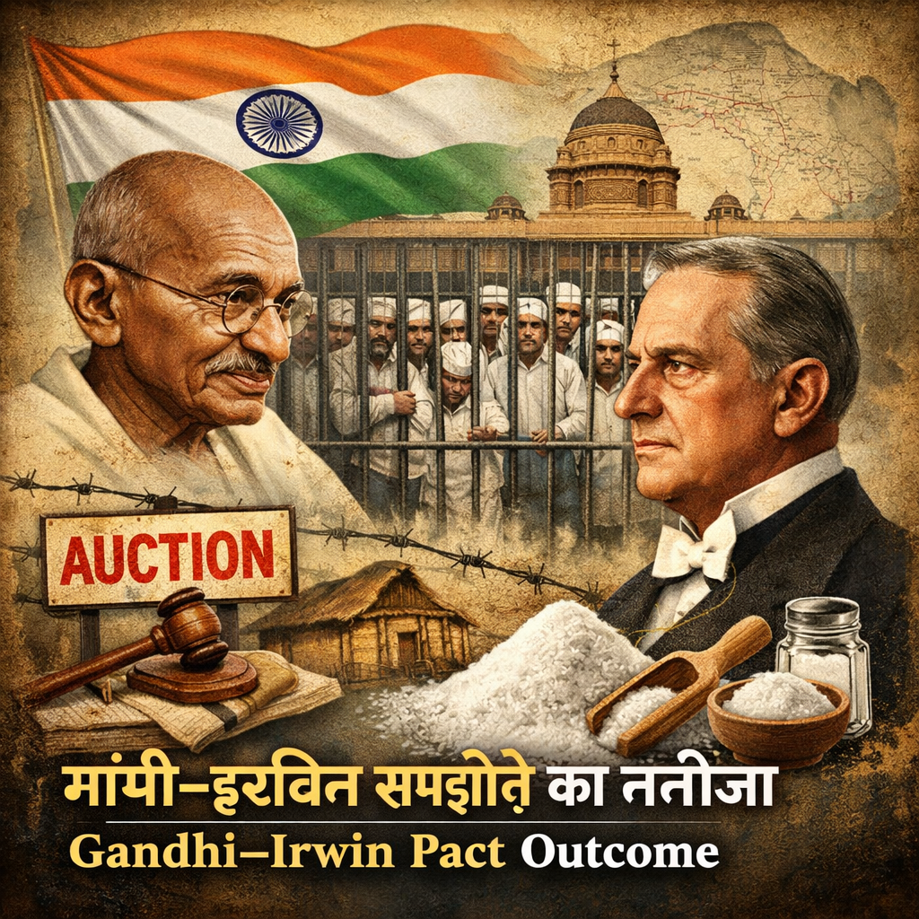 Gandhi Irwin Pact, Mahatma Gandhi, Lord Irwin, Indian freedom movement, Civil Disobedience, Salt Satyagraha, colonial India, political prisoners, historical illustration, blog feature image