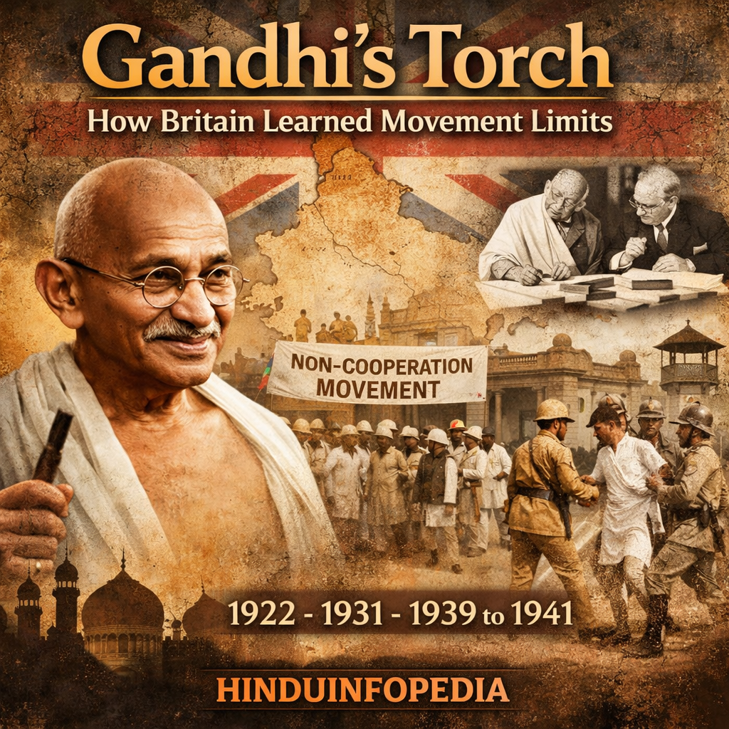 Gandhi, Mahatma Gandhi, Gandhi Torch, Indian Freedom Struggle, British Raj, Non Cooperation Movement, Civil Disobedience, Gandhi Irwin Pact, Colonial India, Indian History, Congress, Satyagraha, Quit India, Khilafat, British Empire, Independence Movement, Political History, HinduinfoPedia