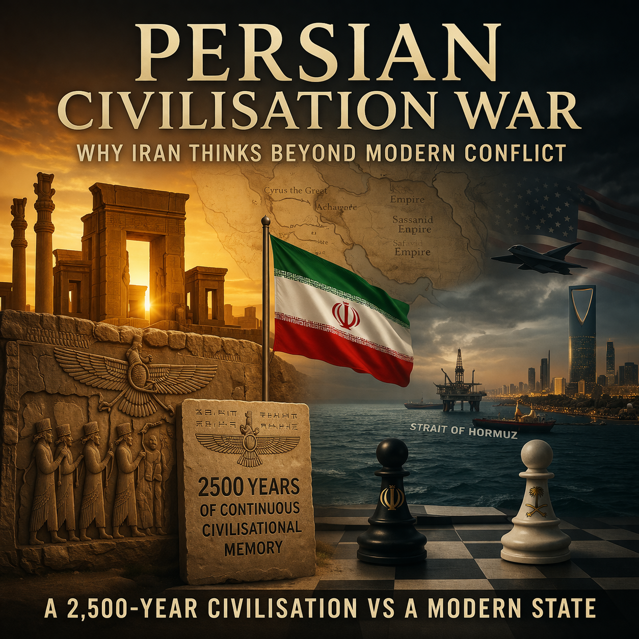 Iran, Persian civilisation, West Asia conflict, geopolitics, Hormuz crisis, ancient empires, strategic depth, Saudi Arabia, civilisational identity, lobal politics
