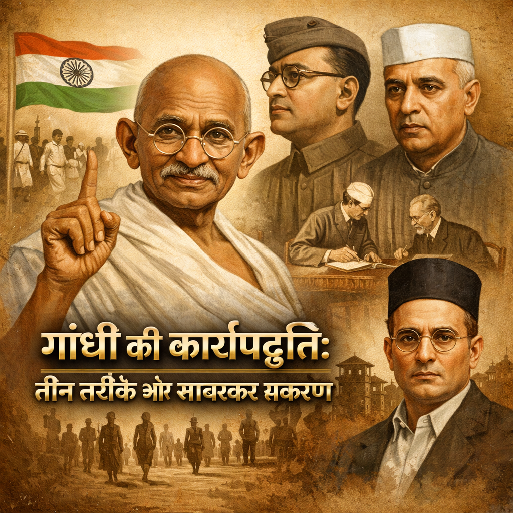 Mahatma Gandhi, Subhas Chandra Bose, Motilal Nehru, Vinayak Savarkar, Indian freedom movement, Gandhi Irwin Pact, Indian history, Congress, political leadership, historical illustration