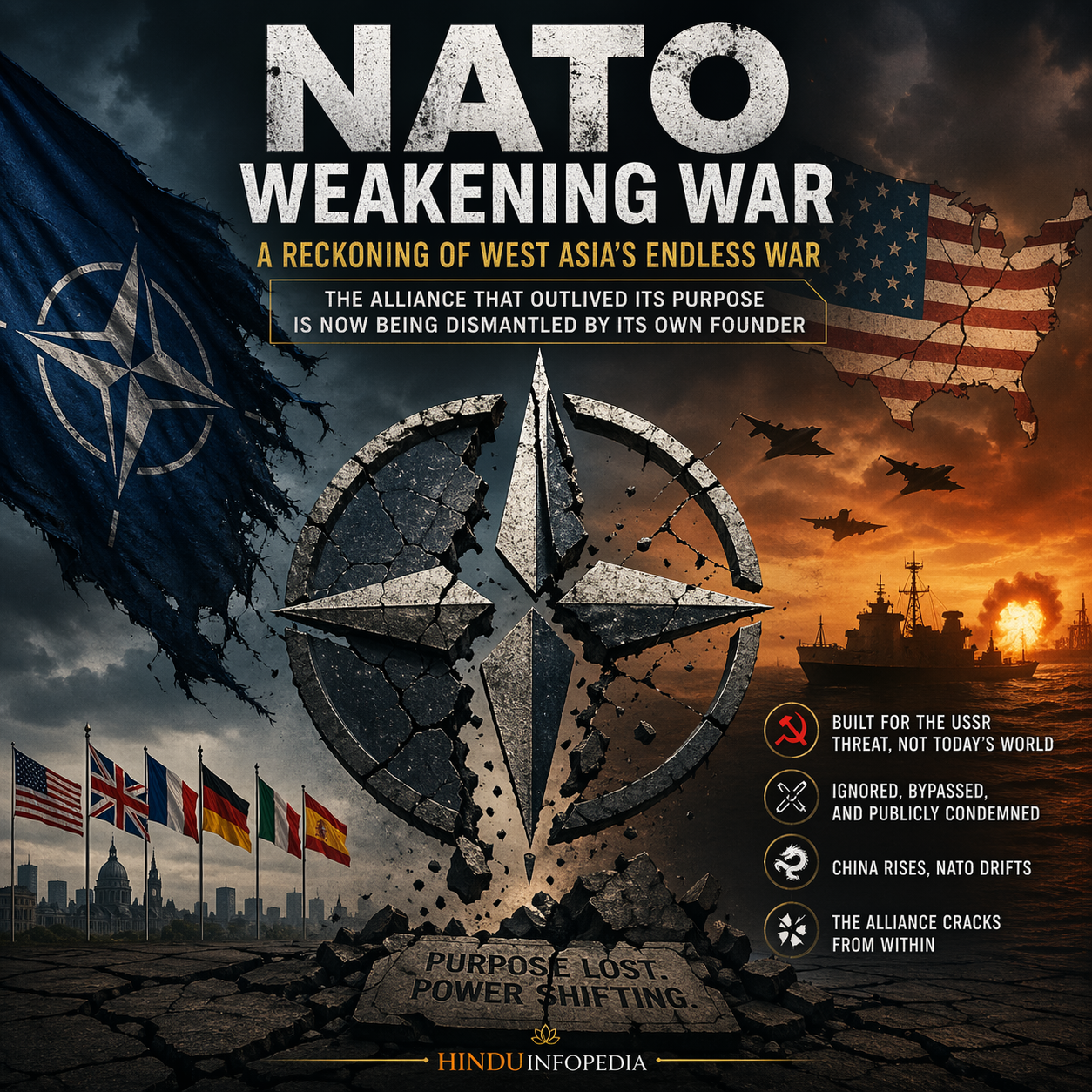 NATO, geopolitics, West Asia, China rise, Russia strategy, global conflict, military alliance, Hormuz crisis, world order, strategic shift, defense, international relations, war analysis, alliance fracture, global power
