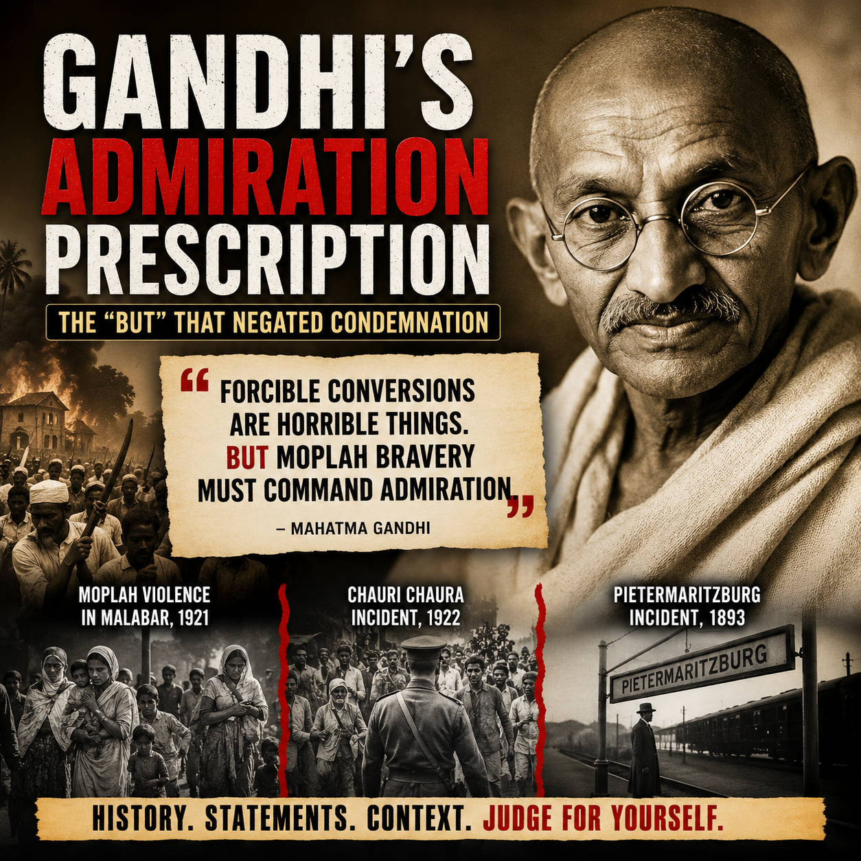 Gandhi, Moplah Rebellion, Malabar, Khilafat Movement, Indian History, Congress, Forced Conversions, Kerala History, Historical Analysis, Political History, Colonial India, Mahatma Gandhi, Chauri Chaura, HinduinfoPedia