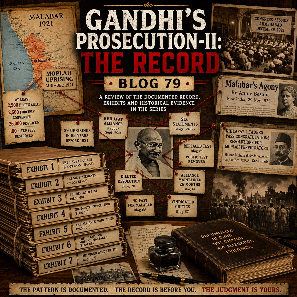 Gandhi, Mahatma Gandhi, Gandhi Prosecution, Khilafat Movement, Moplah Uprising, Malabar 1921, Historical Evidence, Congress Session, Ahmedabad 1921, Annie Besant, Historical Records, British India, Political History, Documentary Research, Exhibit Files, Archival Investigation, Hindu History, Indian Freedom Movement, Historical Analysis, HinduinfoPedia