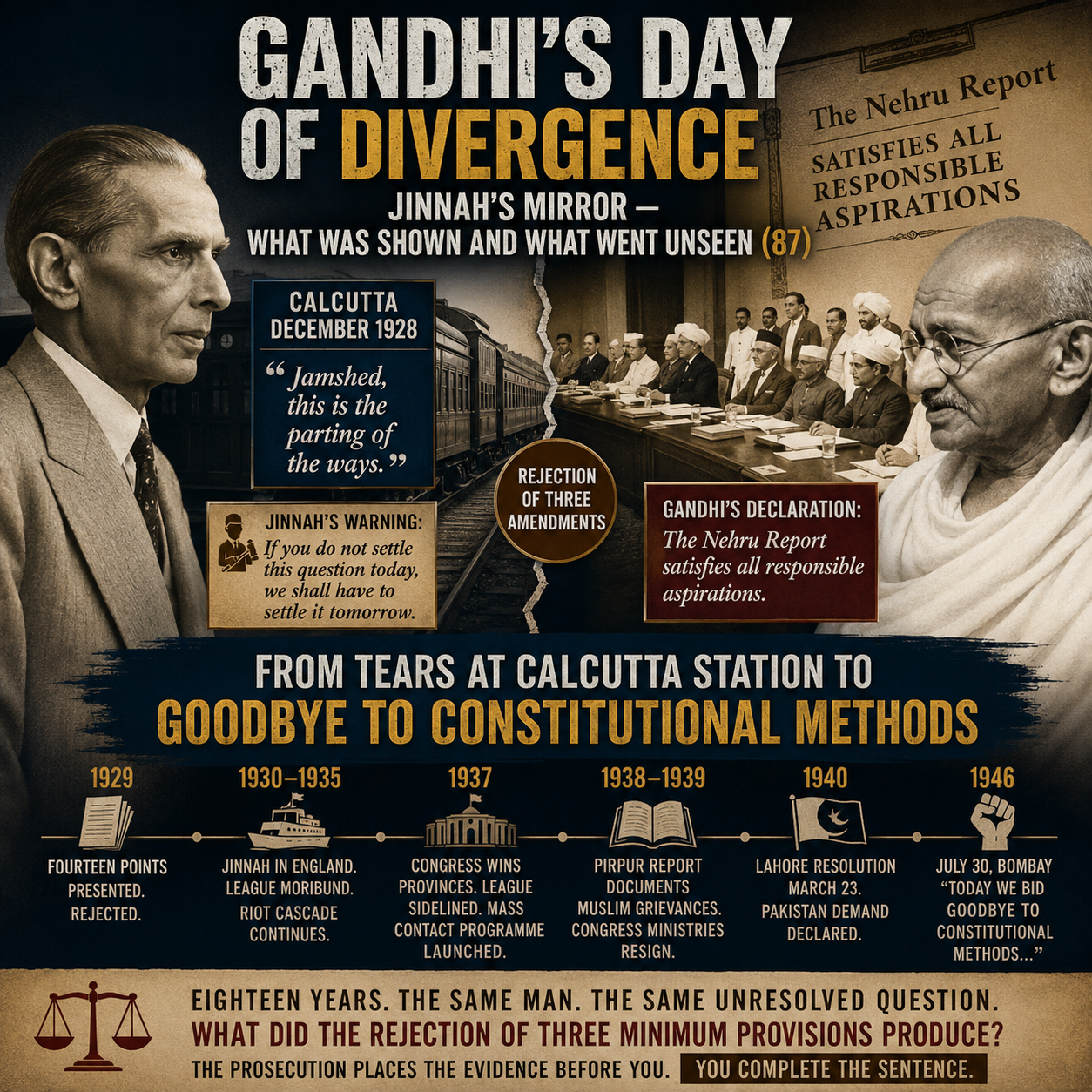 Gandhi, Jinnah, Nehru Report, Calcutta Conference, All Parties Conference, Indian Independence, Constitutional Politics, Hindu Muslim Relations, Muslim League, Congress Party, Fourteen Points, Lahore Resolution, Partition History, Political History, British India, Mahatma Gandhi, Muhammad Ali Jinnah, Constitutional Debate, Historical Analysis, HinduinfoPedia