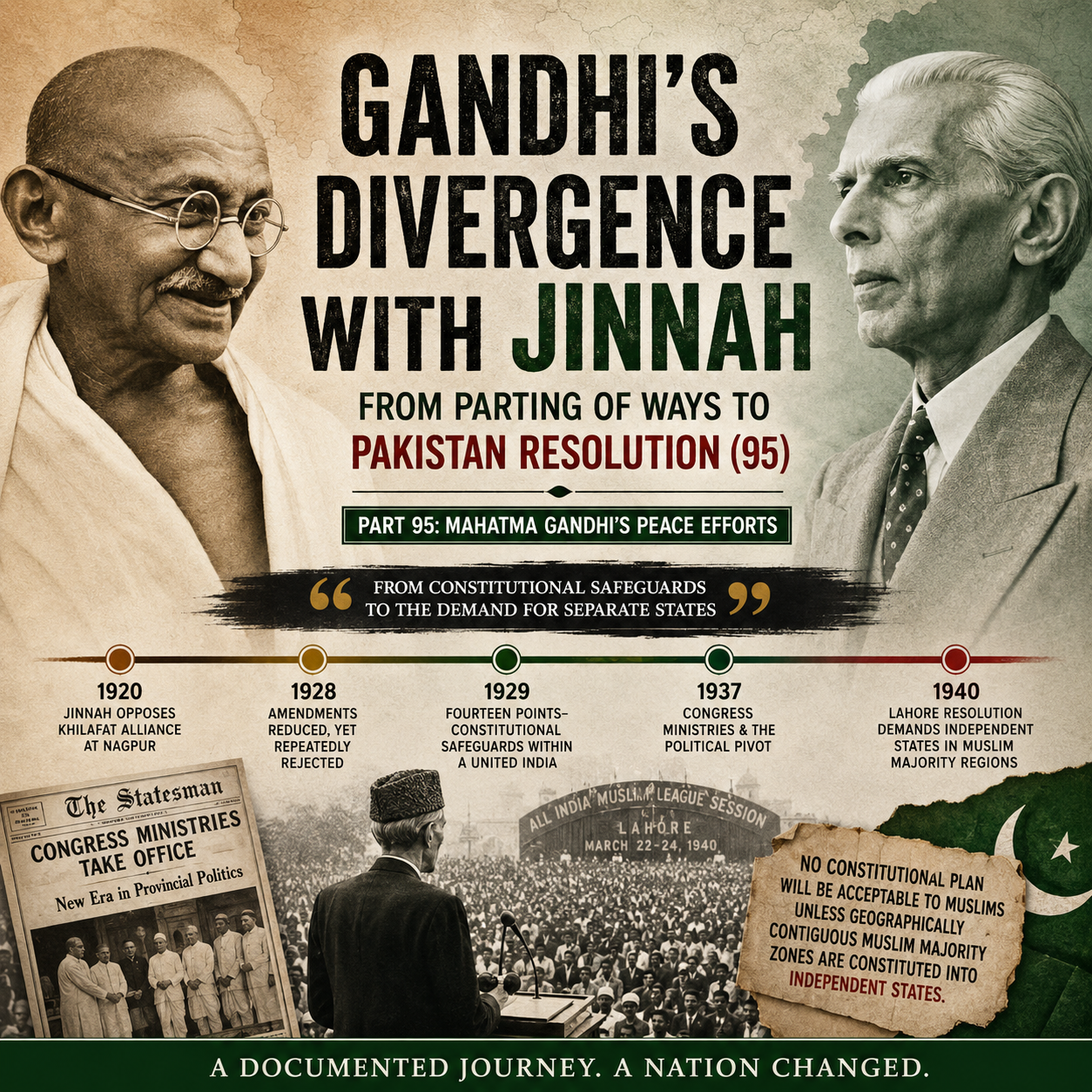 From Nagpur to Lahore: the documented political journey that transformed constitutional negotiations into the Lahore Resolution of 1940.