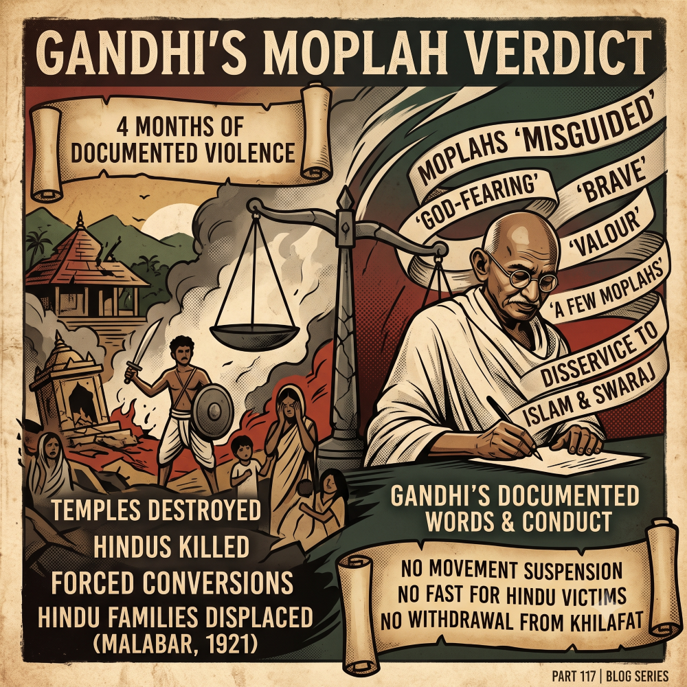 Mahatma Gandhi, Moplah rebellion, Malabar 1921, history blog, editorial illustration, Khilafat movement, Non-Cooperation movement, political critique, historical archive, vintage poster, Kerala history, primary sources, documented history