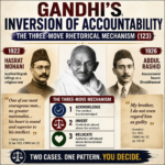 गांधी द्वारा उत्तरदायित्व उलटाव: शब्दों का प्रयोग — तीन-चरणीय भाषणात्मक तंत्र (123)
